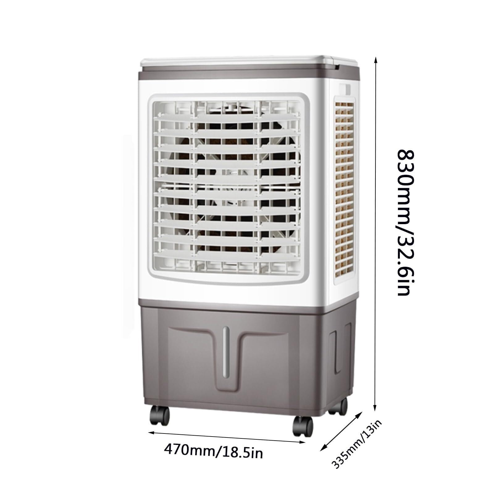Enfriador de aire evaporativo portátil, depósito extraíble de 12 L, con mando a distancia y ruedas giratorias, para dormitorio, salón, oficina, garaje y camping (33,5 x 83 x 47 cm)