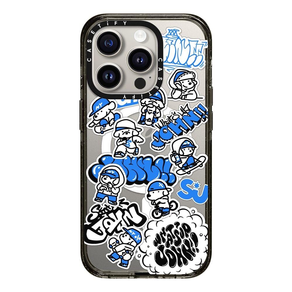 CASETiFY MagSafe対応 インパクト iPhone 15 Pro ケース [MIL規格準拠 (4x MIL-STD-810G) / 2.5mからの落下試験をクリア / MagSafe に対応] - miniJOHN - クリア ブラック