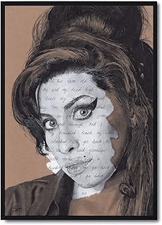 Amy Winehouse Portrait Drawing - signed Giclée art print with Back To Black Lyrics - A5 A4 A3 Size poster artwork