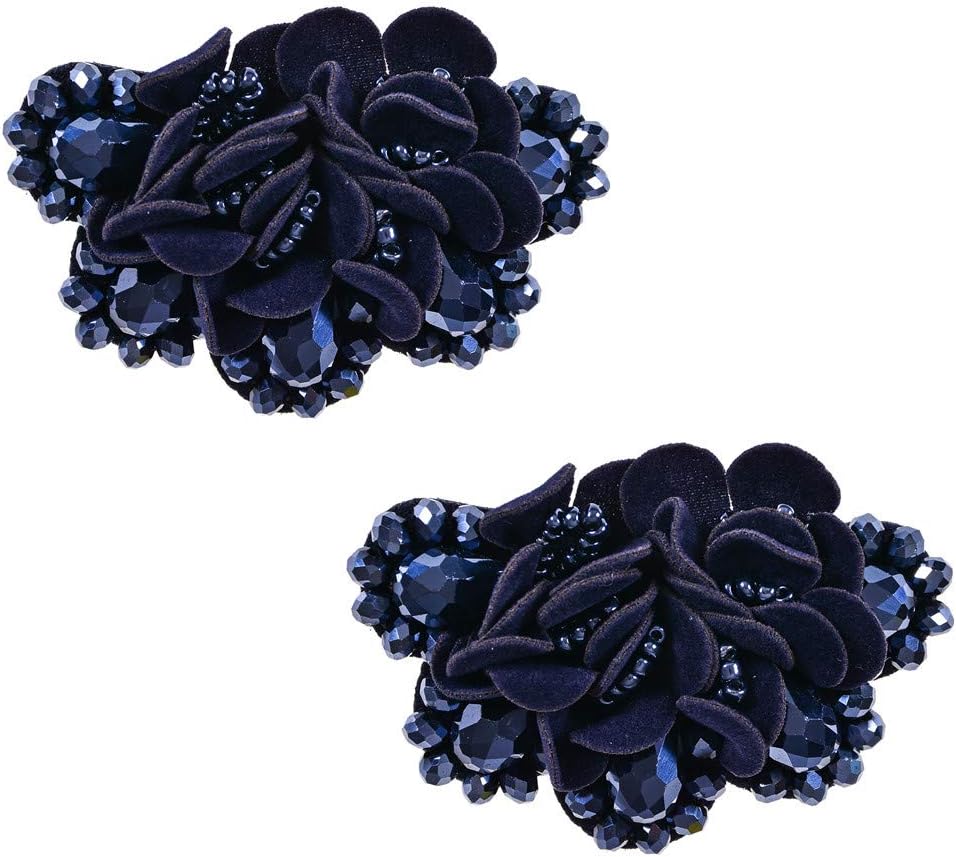 2 Pcs 2.8inch Women Bow Flower Crystal Flip Flop Shoe Charms Beaded Fashion Shoe Clips