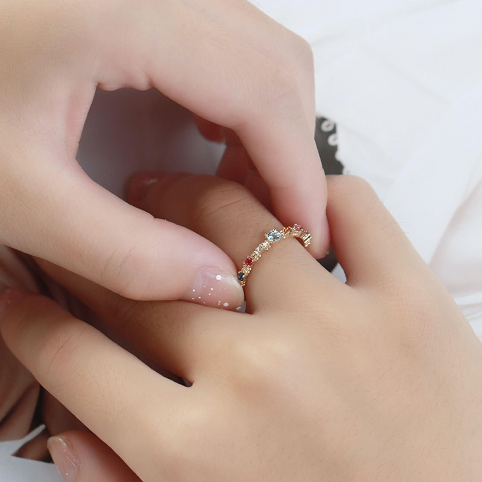 Anillos de Mujer Compromiso de Oro Amarillo 9K/14K/18K, Redondo con Topacio Creado y Circonita Cúbica, Anillo Boda Oro Mujer