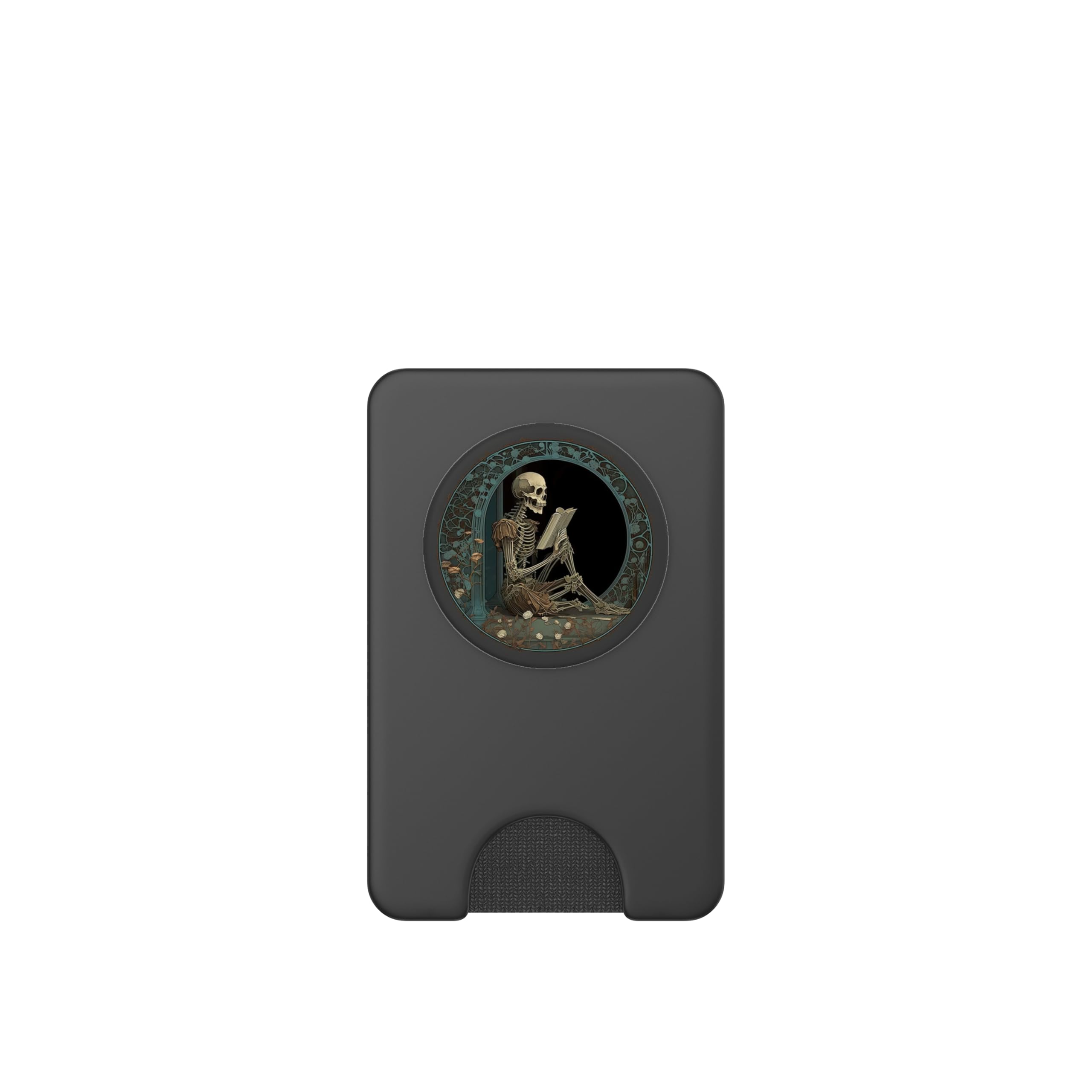 Cute & Creepy Book Lover Goth Skull Design Co Librarian Skeleton Gothic Goth Book Reading Lover PopSocket for Smartphones with Smooth, Hard, Plastic Cases - Black: Magnetic PopWallet