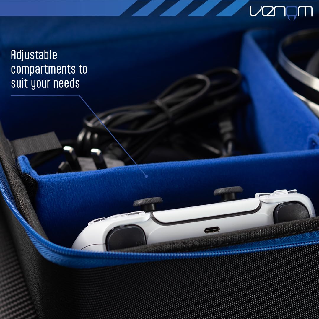 Venom Etui na konsolę PS5 – Twarde etui podróżne na konsolę PS5 Slim Disc, Digital i Pro – Pomieści konsolę, kontrolery, kable i akcesoria – Ochronne i przenośne