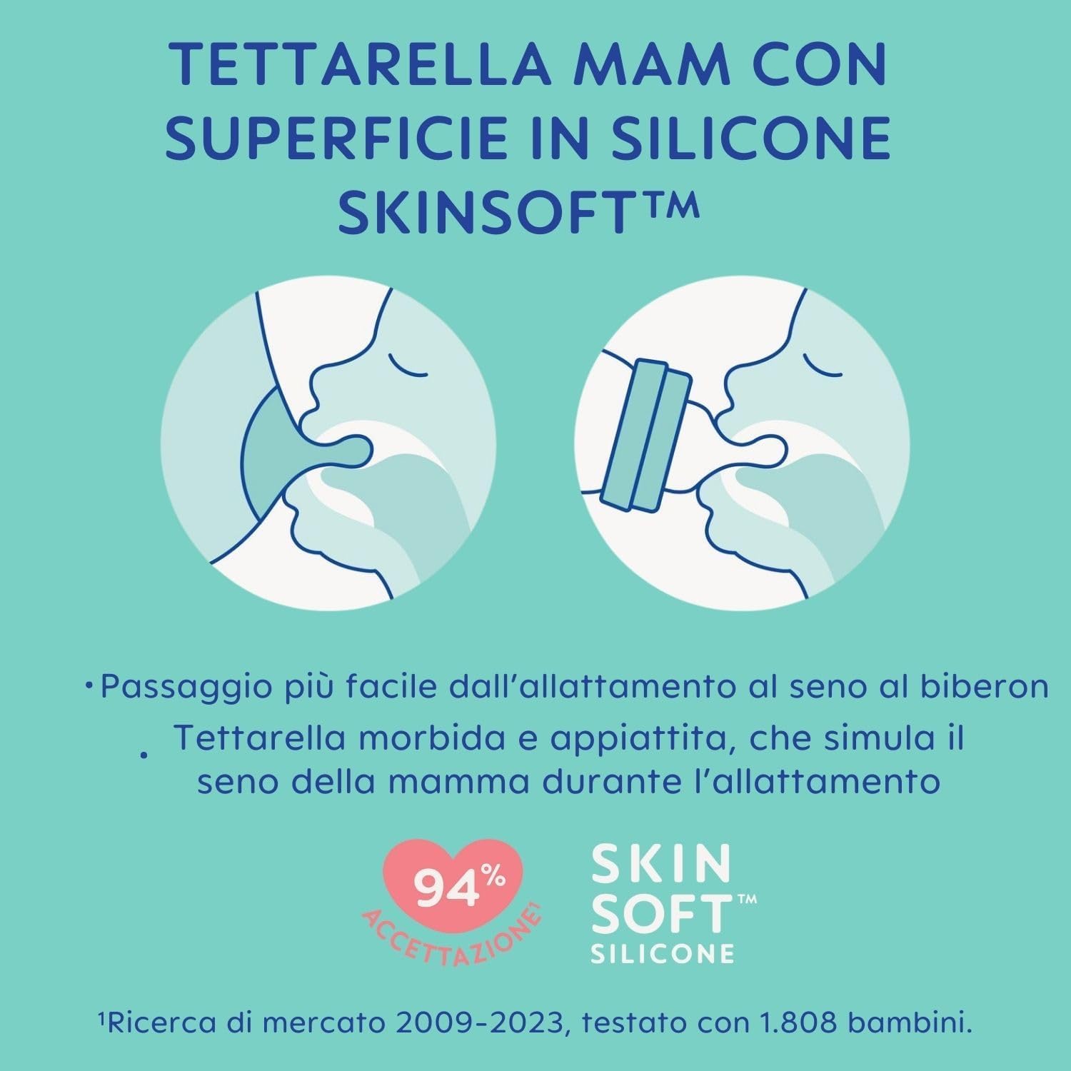 MAM Biberon Feel Good 260 ml, Biberon vetro pregiato resistente alle alte temperature, Accessori neonati ergonomici per uso quotidiano e allattamento misto con morbida tettarella misura 2, Neutro
