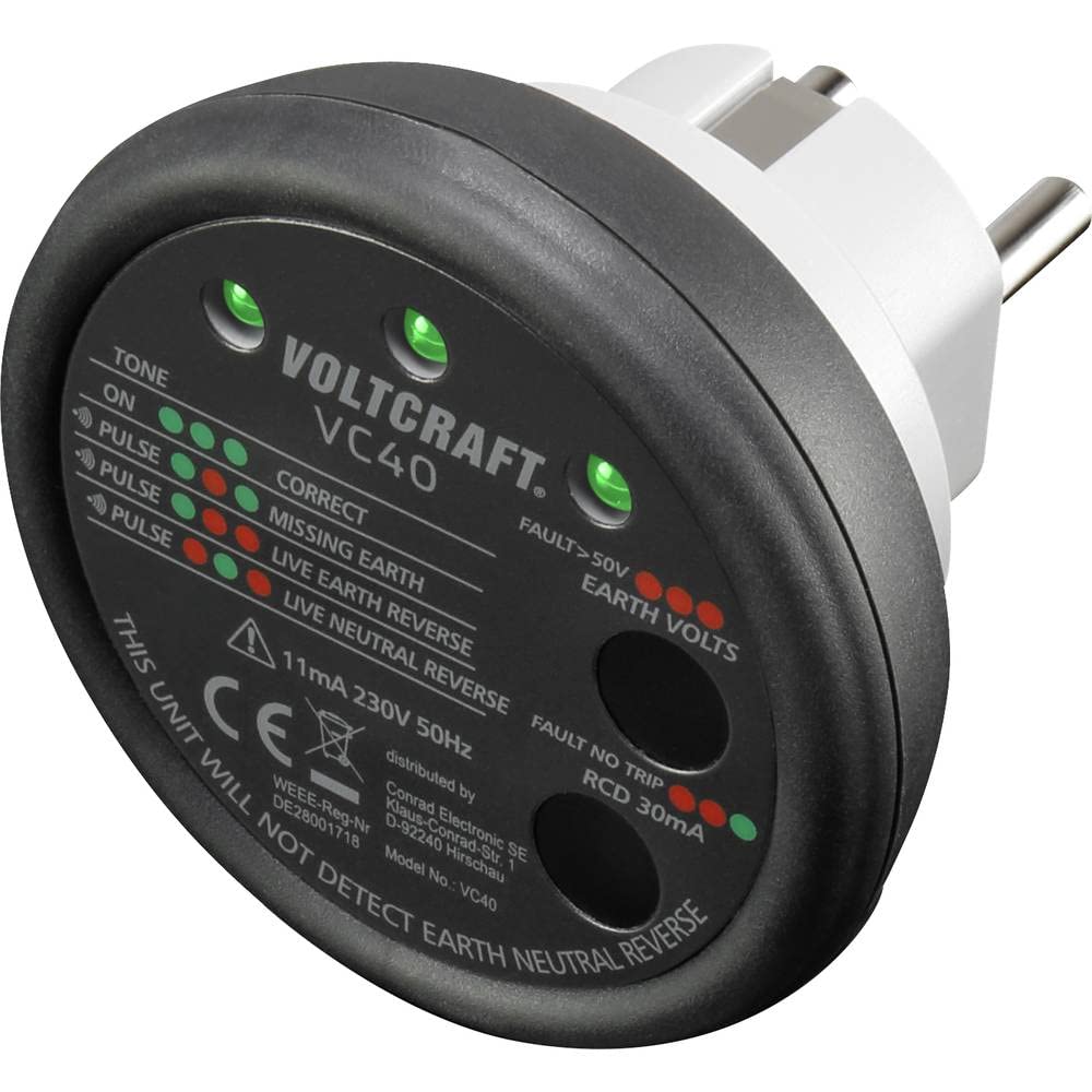 VOLTCRAFT VC40 Socket Tester (Angled View)