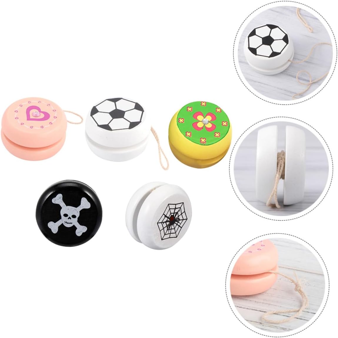 Holibanna 5Pcs Wooden Yo-yo Finger Yo-yo Balls for Early Educational Hand-Eye Coordination for Beginners