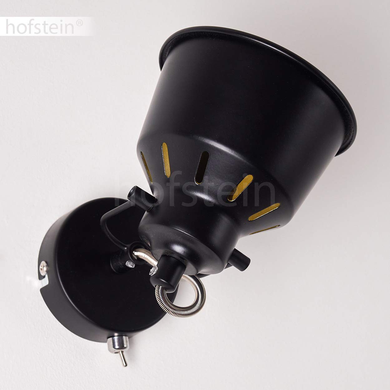 Wandleuchte Safari, verstellbare Wandlampe aus Metall in Schwarz/Gold, 1-flammig, 1 x E14-Fassung, Wandspot im Retro/Vintage Design, ohne Leuchtmittel