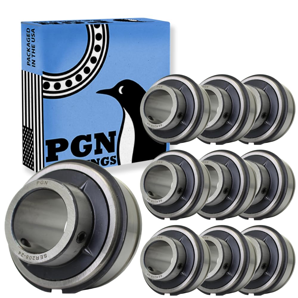 (10) PGN SER208-24 - 1-1/2" Bore Insert Ball Bearing with Snap Ring and Set Screws - ER24 ER-24 ER208-24