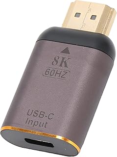 HDMI 2.1 Adapter, 8K 60Hz HD Video HD Multimedia Interface Adapter HDMI to DP MiniDP Type C Converter Gold Plated, Support Co Screen Mode, for Windows, for Android, for OS(HDMI Male to Type C Female)