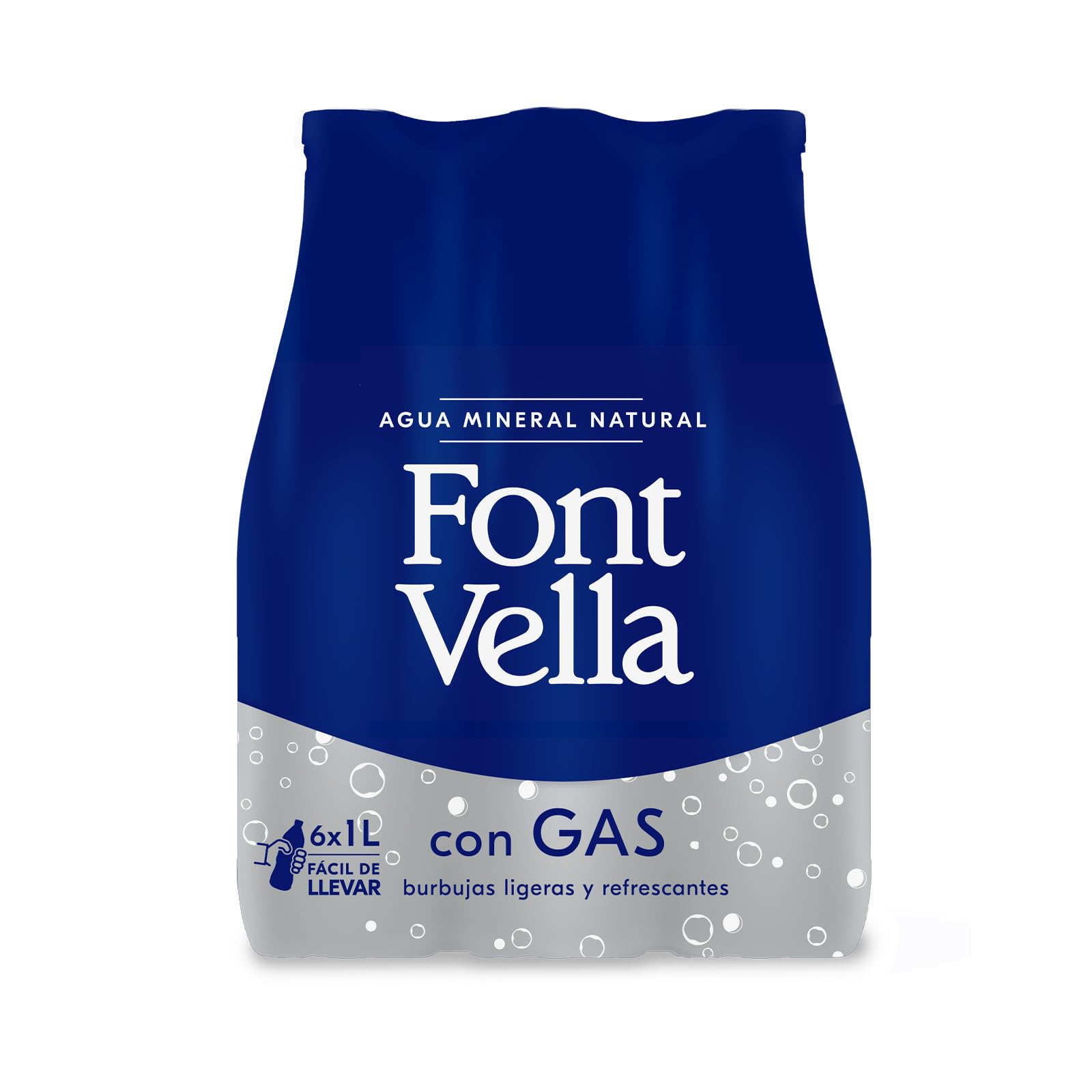 Font Vella Gas, natürliches Mineralwasser mit Gas, 6er Pack (6 x 1 l)