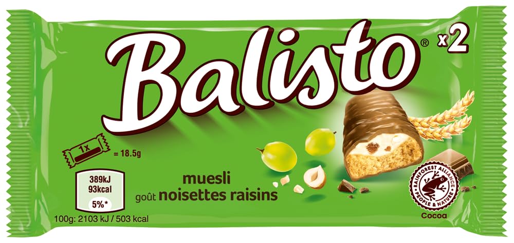 Balisto Müsli grün Großhandelskarton, 120 Riegel im Karton, 6 x 20 x 37g Riegel