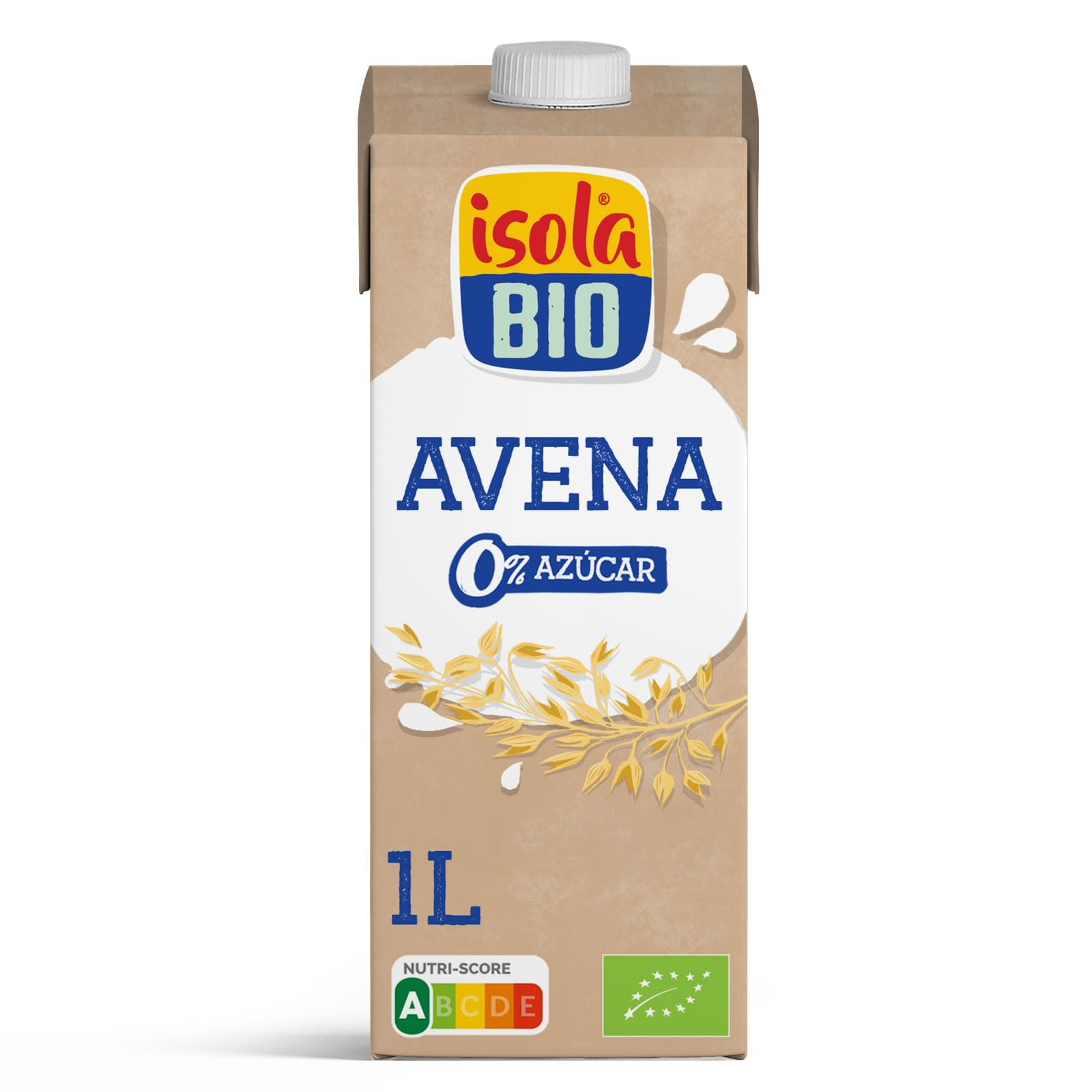 ISOLA BIO - Pack de 6 Unidades de 1 L de Bebida Ecológica Vegetal de Avena - Sin Azúcar Añadido, Lactosa ni Fructosa - Apto para Veganos - Ideal para Tomar en Smoothies o con Cereales