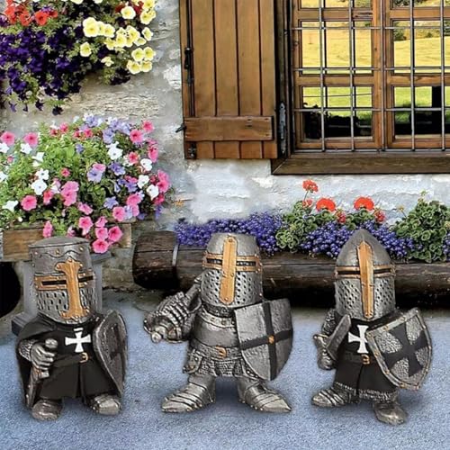 Swtgaah Gartenzwerg-Statue Ritter-Statue Ritter-Zwerg-Skulptur Ritter-Wächter-Skulptur Gartenzwerg-Ornamente Geeignet für Gärten Rasenflächen und Innenhöfe (Ritter E)