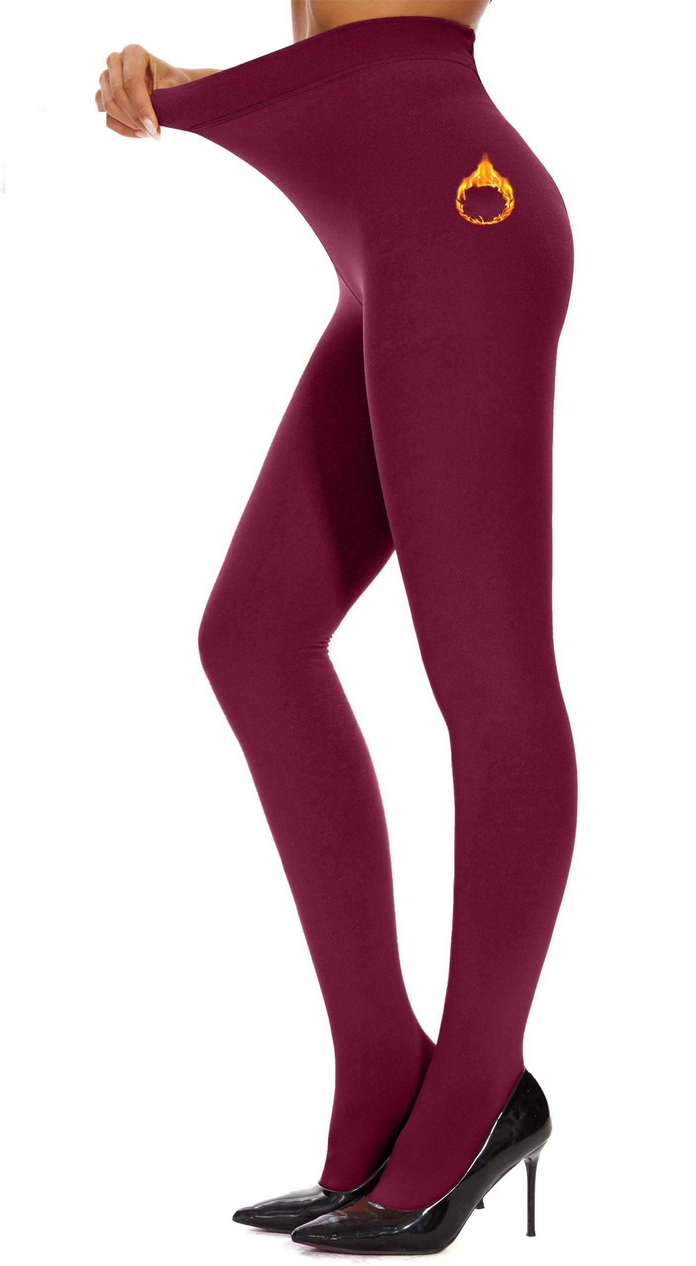 HOWIN Thermische panty voor dames, gevoerde panty voor de winter, warme fleece pantybroek, dikke thermische leggings, zwart, S Tall
