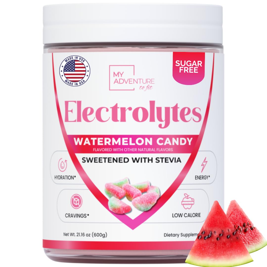 Zero Sugar - Watermelon Candy Electrolytes Powder - Refreshing Hydration - Caffeine Free Energy with All Natural Ingredients - Vegan, Keto and Paleo - Sugar Free Electrolytes Drink Mix - 120 Servings