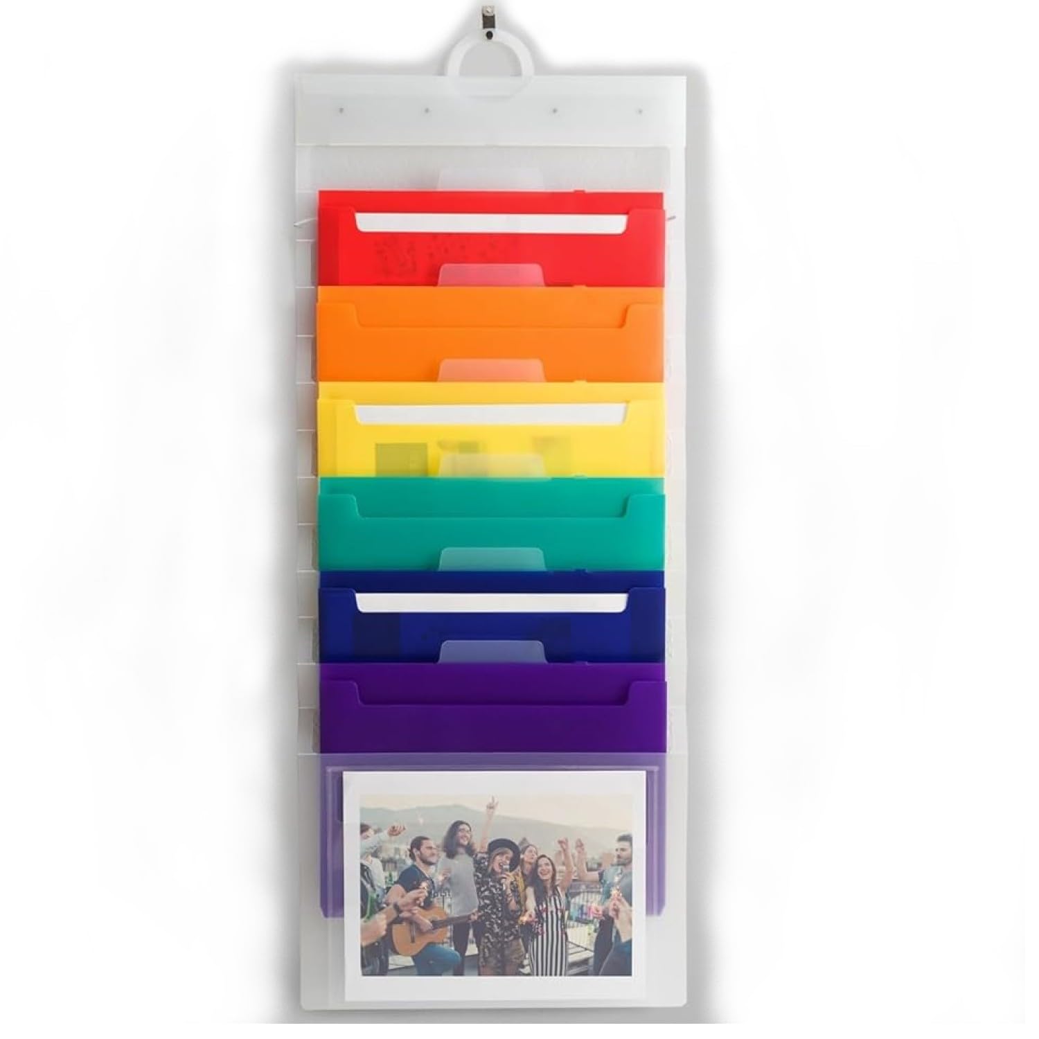 U Brands Cascading Wall Organizer, Office Supplies, Primary Colors, 6 Removable Folder Pockets, Letter Size, 14” x 34”