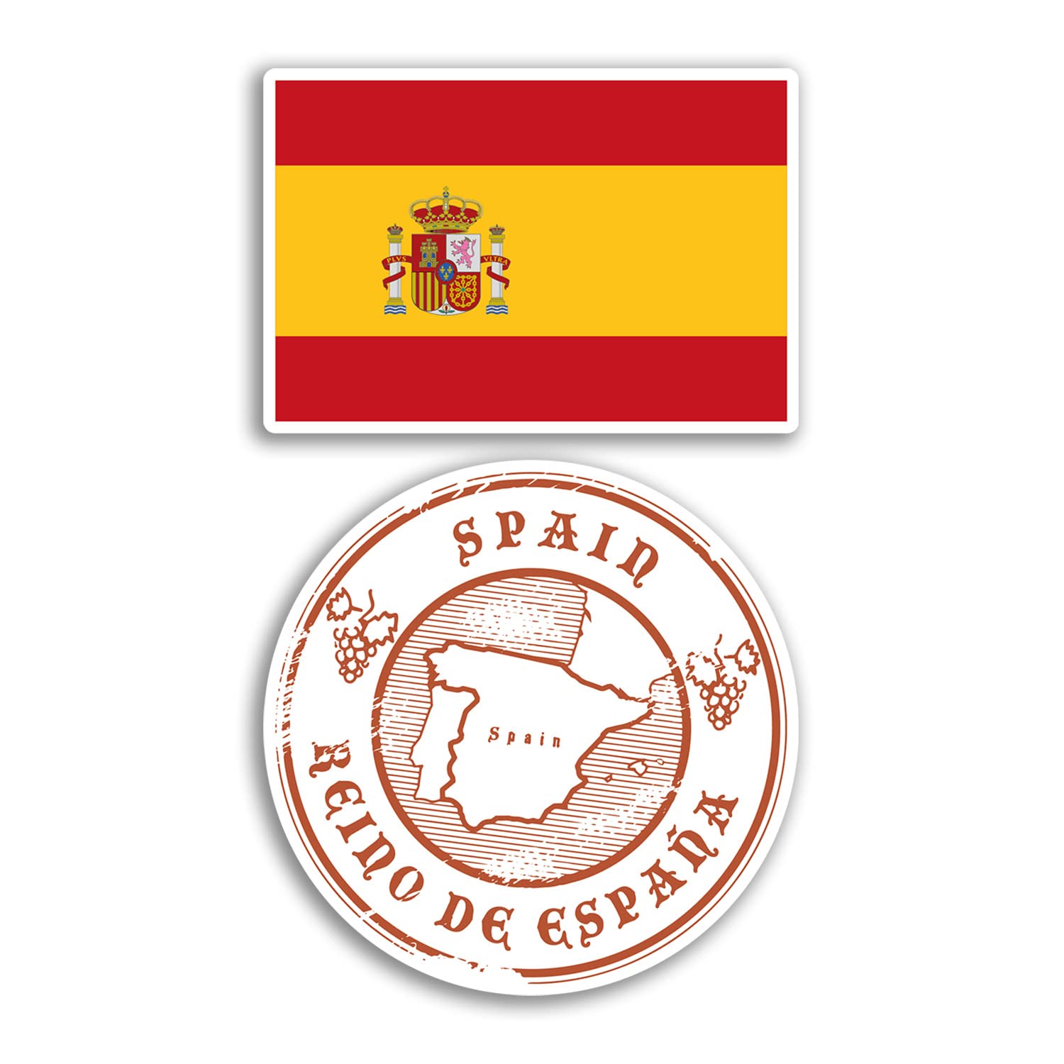 Dv Design Multi 2 X 10Cm Wide Spain Vinyl Stickers - Spanish Country Suitcase Flag Map Scrapbook Design Holiday Adventure Travel Gift #78651