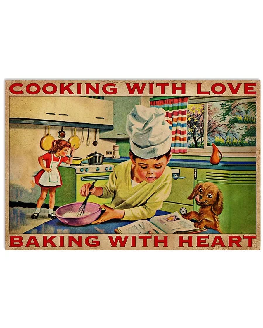 The Baker Metal Signs Funny Kitchen Wall Art Plaque Woman Baking Tin Posters For Farmhouse Home Iron Painting Plaque 8x6 Inches