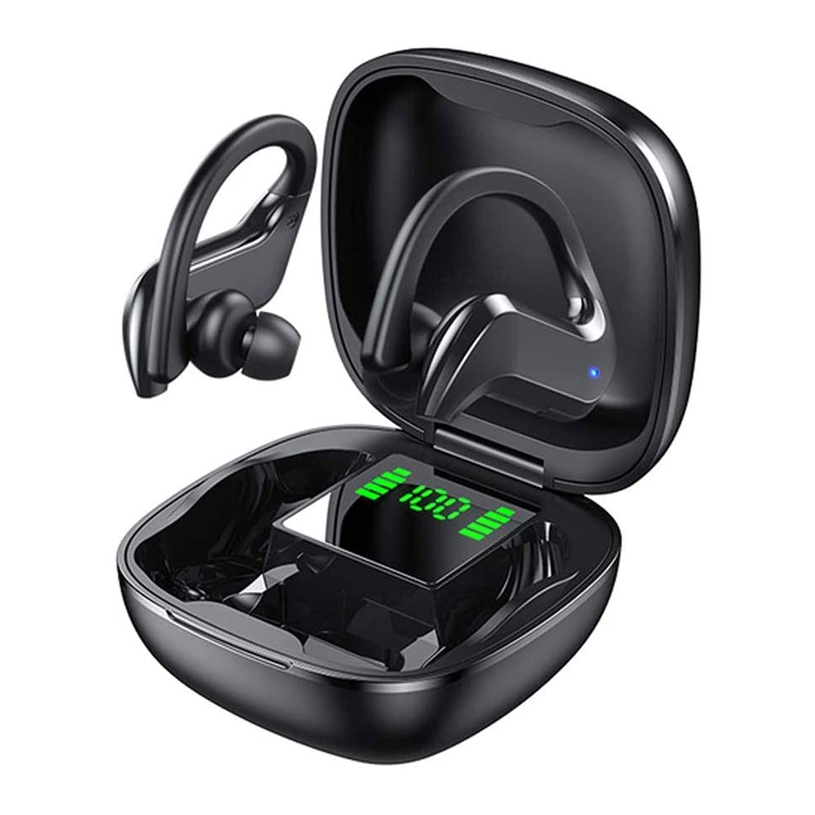 Auricolari wireless, True Wireless Bluetooth 5.0 con microfono, bassi profondi, IPX7, impermeabili, con custodia di ricarica, per corsa, palestra, allenamento all'aperto