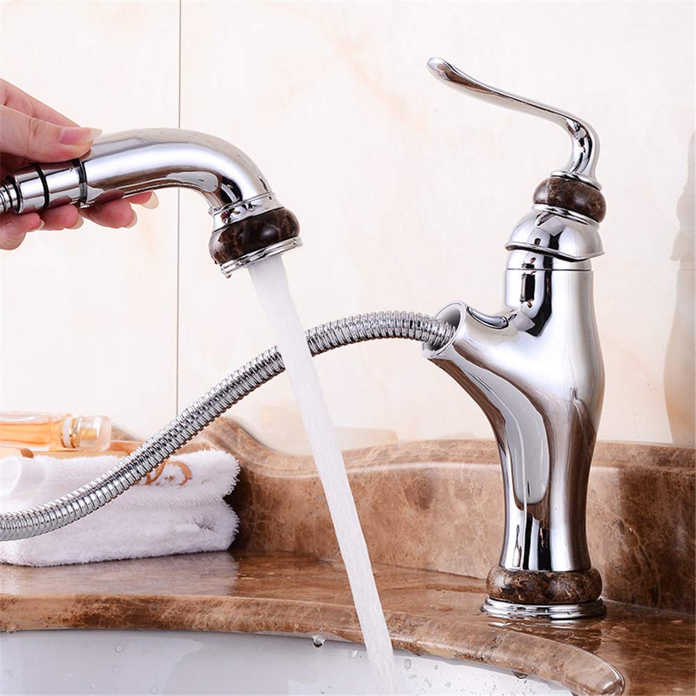 Robinet d'évier eau chaude et froide avec tête de pulvérisation et mitigeur en cuivre