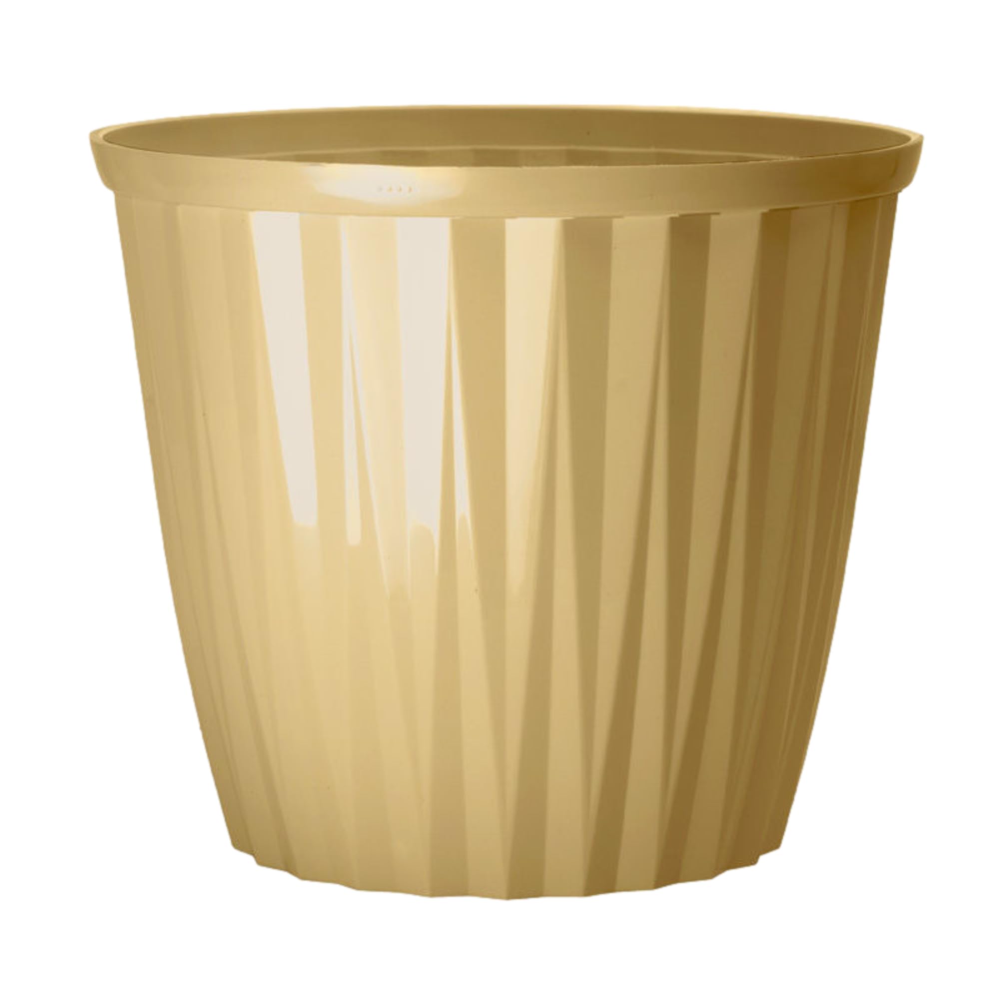 Fyne-Finds Blonde Yellow Round Plastic Yellow Plant Pot 30Cm,12Inch Glossy Effect 11L Garden Indoor Outdoor Planter Cover Drainage Holes, Weather, Frost Proof (1)