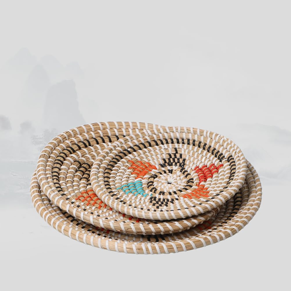 EFLALYHG Decoración de Pared con Cesta Tejida Colgante, Decoración de Pared Bohemia Tejida a Mano, Cesta de Hierba Marina Colgante de Pared, Cesta Tejida de Mimbre Colgante, Cesta Africana