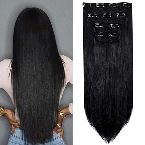Extensiones de cabello ondulado, doble trama, 7 piezas con 16 clips, largo de 24 pulgadas