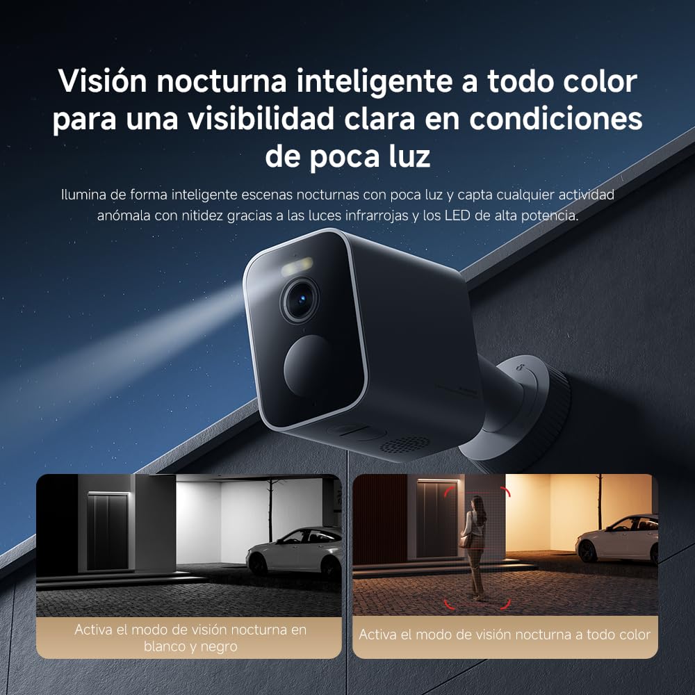 XIAOMI Outdoor Camera BW300, Cámara Exterior con batería de Larga duración, resolución 2k, IP67, Nocturna a Color, 130º, Blanco