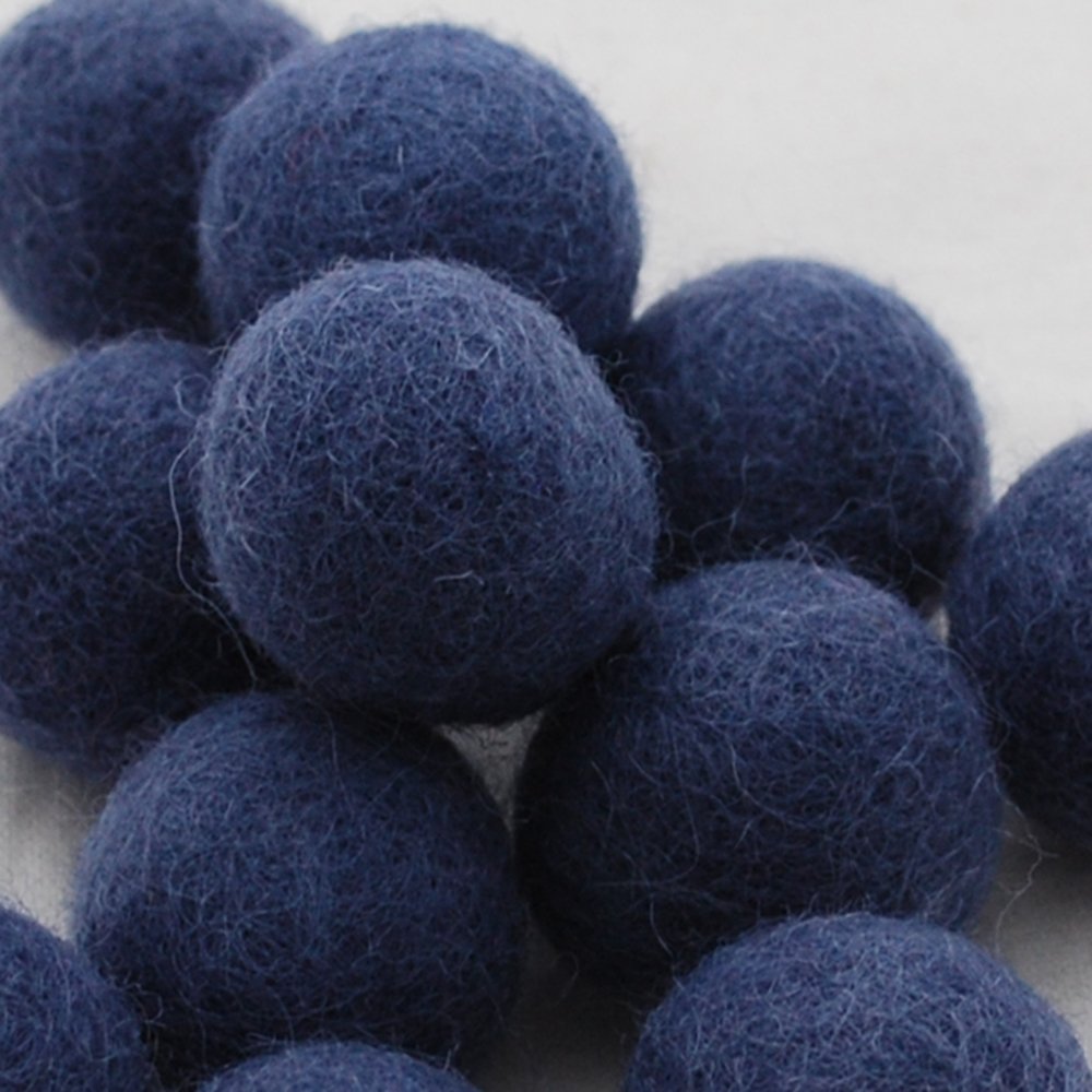 Oriental Direct Smoke Blue 100% Wool Felt Balls 3Cm- 5 Count