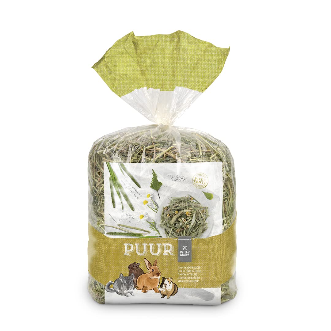 Witte Molen Pure Timothy Hay with Herbs - 500 G - Essential Dietary Addition for Rodents,All Life Stages