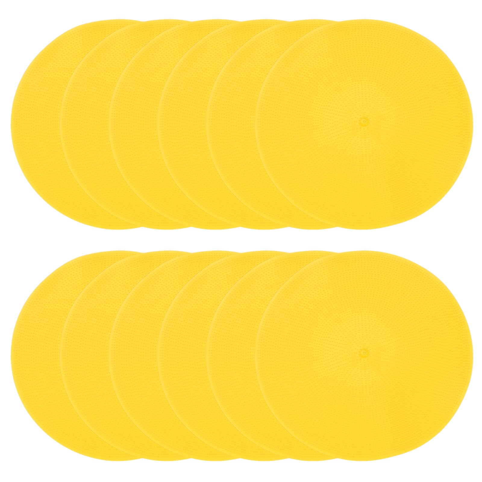 PATIKIL Marqueurs de Repérage de 9 Pouces, 12 Pièces, Points de Sol Antidérapants, Marqueurs D'Agilité, Cônes Plats en Poly pour Gymnase, Entraînement de Vitesse PE, Jaune