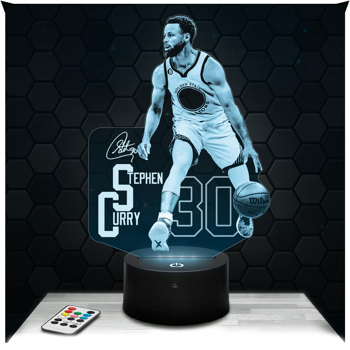 Lampephoto.fr - Stephen Curry 3D Lamp, Night Light 3D LED Illusion Lamp, Basketball Decoration USA, Gift Idea for Sporty Men, Gift idea for Boy's Room, Decor for Children's and Adult's Bedroom TOP