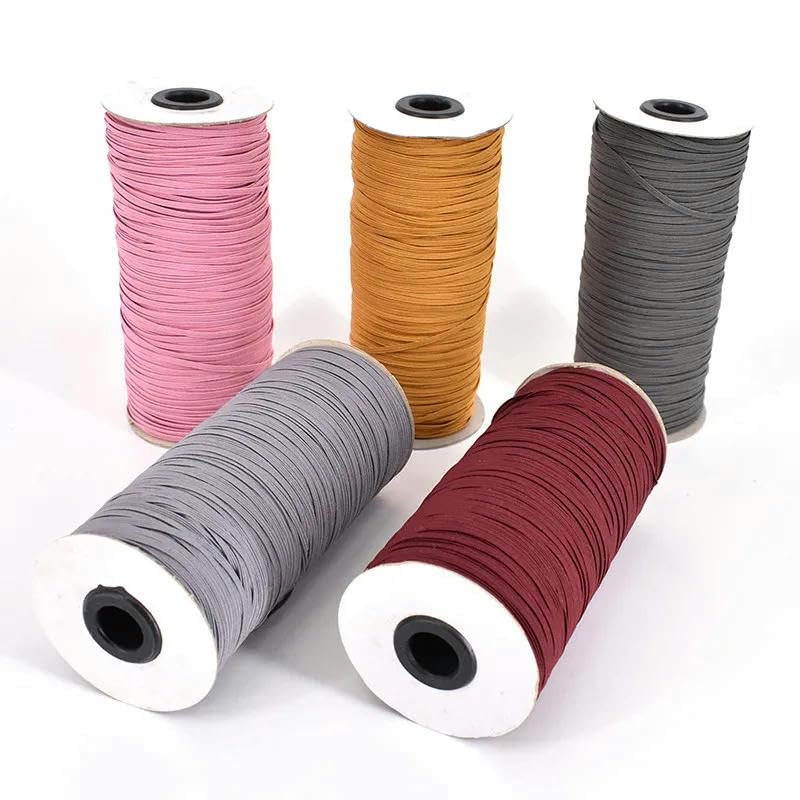 Cinta elástica suave de 3 mm, redonda, plana, de licra, muy elástica, para costura, accesorios de bricolaje, 200 yardas/rollo, color rojo vino