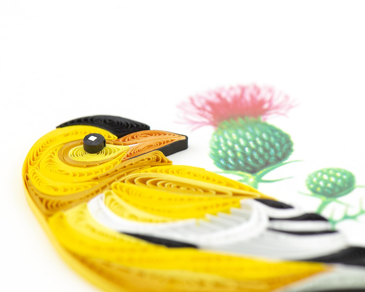 Quilling American Goldfinch Goldie On Thistle Hand-Finished Art Greeting Card Frameable Art - Image 3