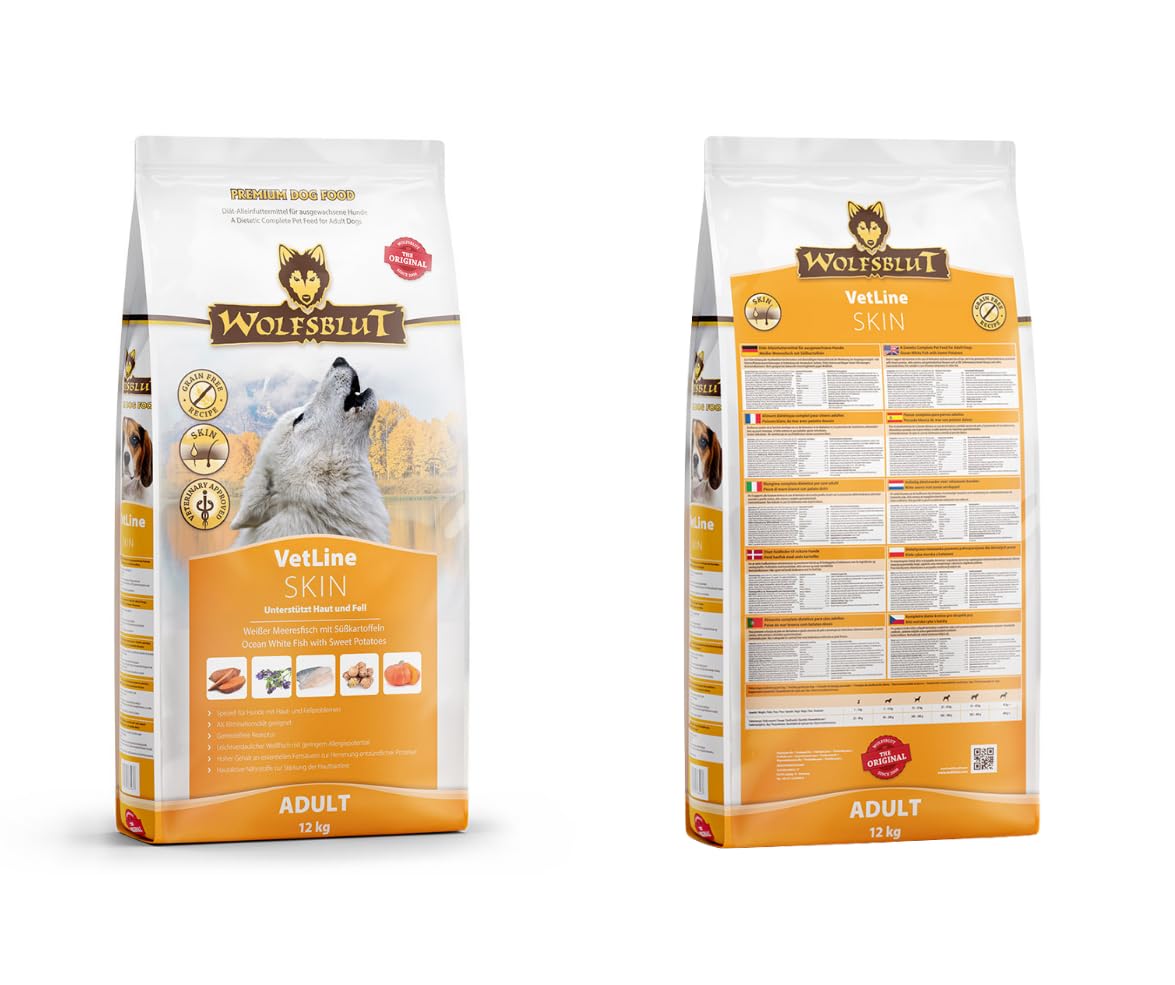 Wolfsblut Vetline Hundefutter - Skin & Coat, 2x12kg - Sparbundel, Sparpaket - inklusive Warnicks Tierfutterservice Hundesnack Goodie