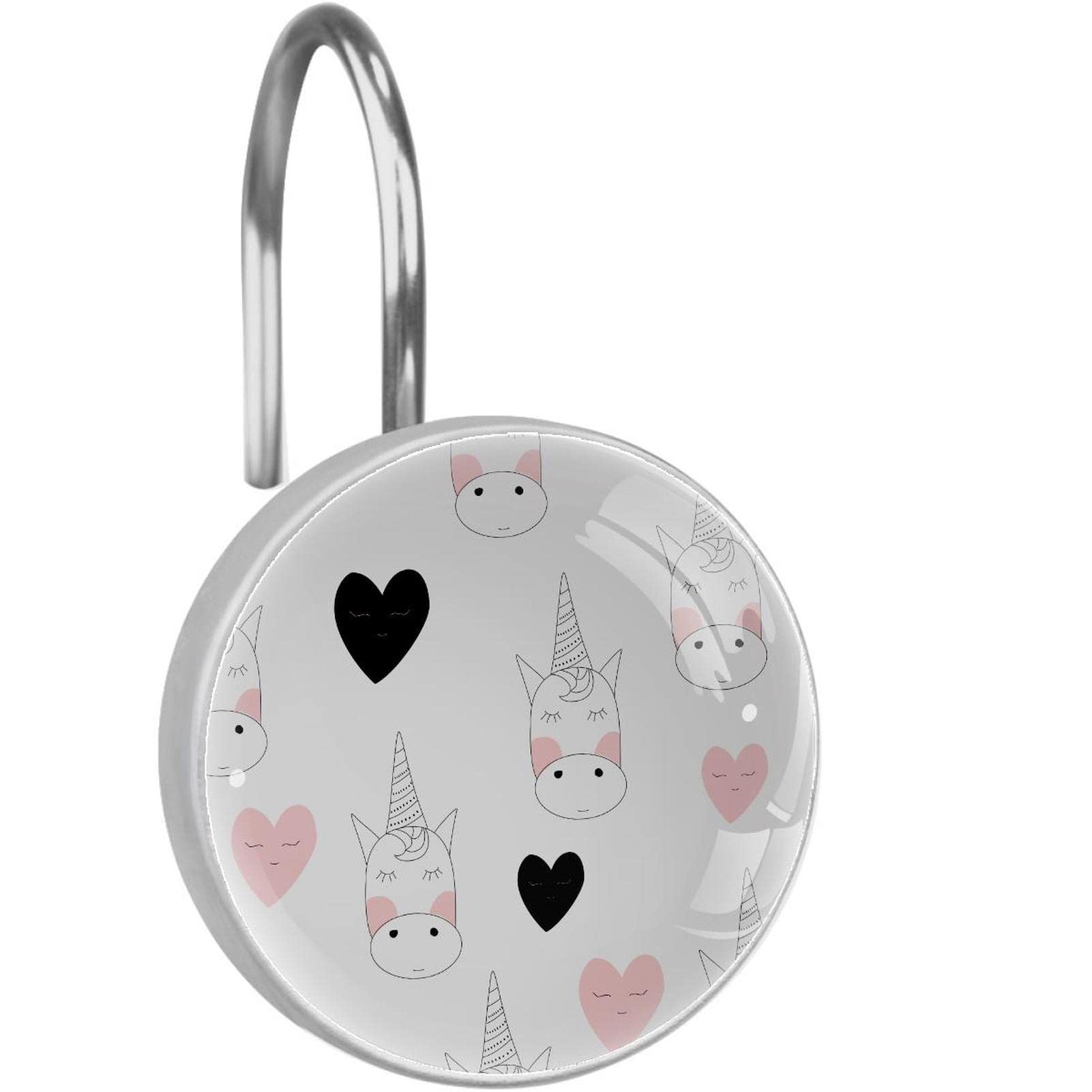 Crochets rideau de douche licorne en acier inoxydable x12 pour salle de bain