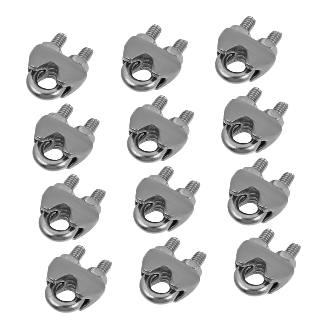 CIYODO 12pcs Rope Clamp Wire Clamps Fixing Wire Clamp Silver Stainless Steel Small Rope Clamps