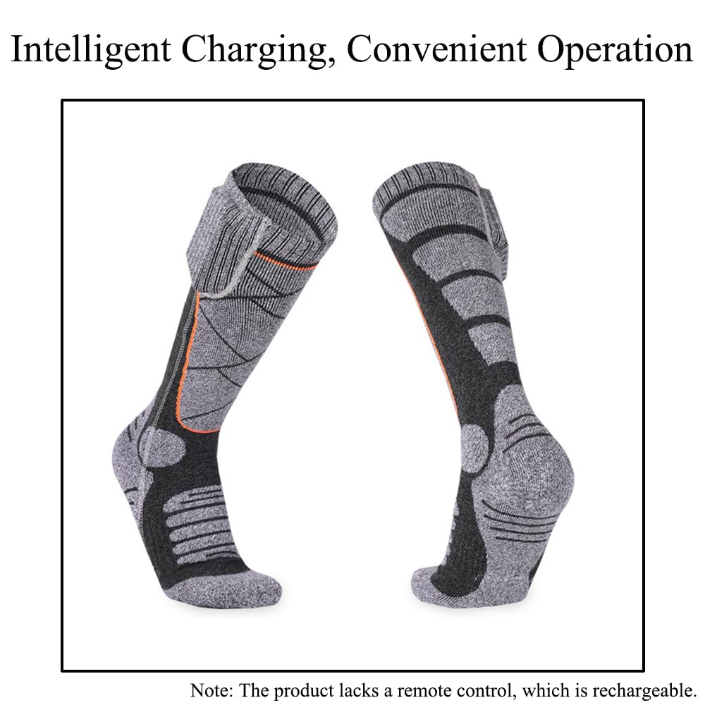 Chaussettes chauffantes grises pour homme et femme, semelles chauffantes et cou-de-pied, chaussettes chauffantes à isolation thermique lavables pour l'hiver, le ski, la chasse, le camping, la