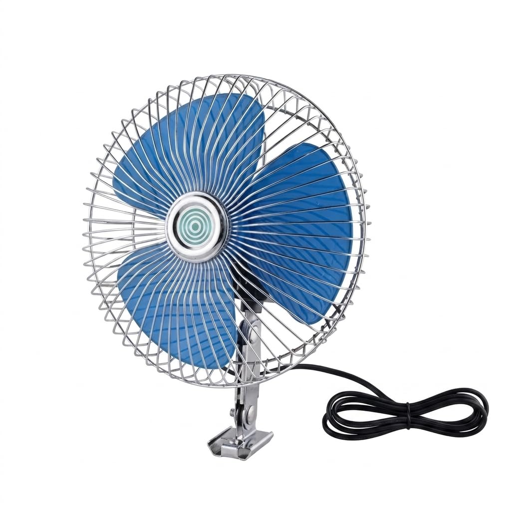 6 Inch Automotive Fan 12V DC Electric Fan for Car, Jeep, Truck, SUV Dashboard Cooling Fan, Multicolour Interior Air Circulation Accessory for Travel, Summer Driving, Universal Vehicle Use-image-29