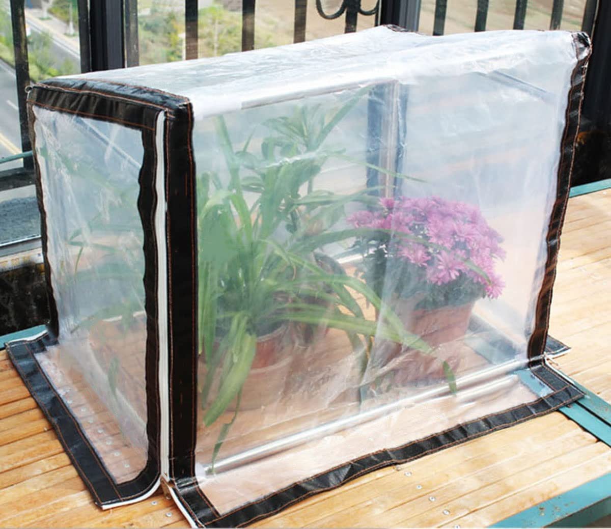 SYLJ Greenhouse Garden Flower Shelter -Clear,Plant House/Grow House,Zipper Roll-Up Door Curtain,Easy Assembly,Used for Potted Seedlings,Herbs,or Flowers (Size : 120x40x(40-50) cm)