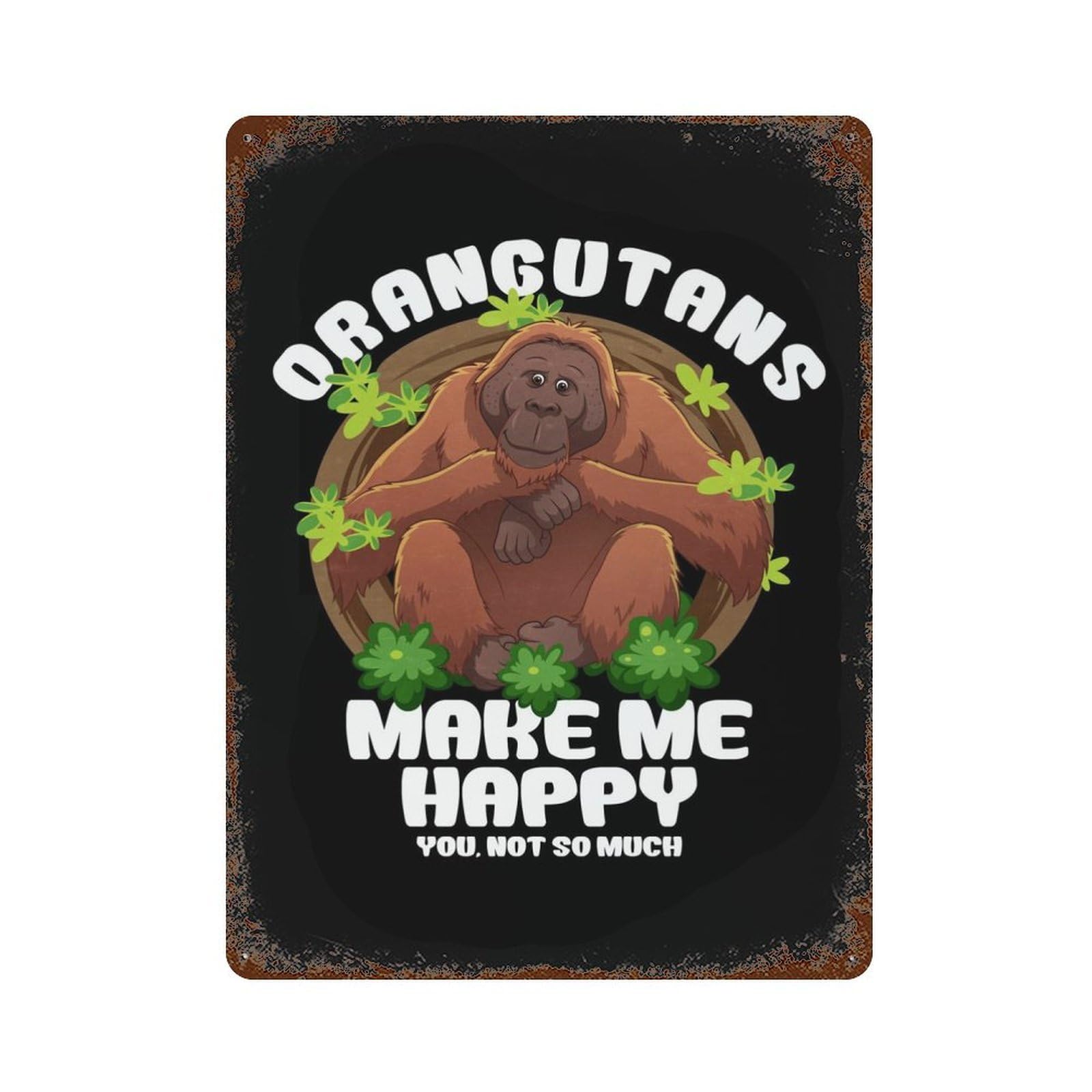 Vintage Metal Tin Sign Orangutan Gift Funny 15.7"x11.8", Industrial Home Decor for Farmhouse, Kitchen And Entryway Decor