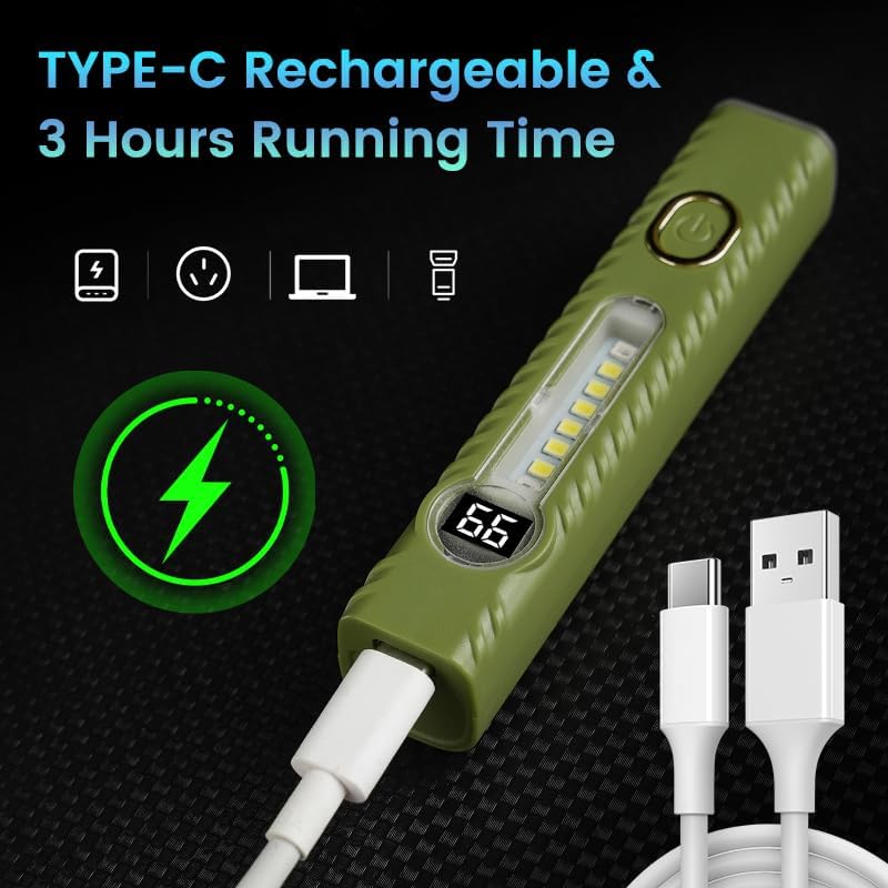 Miniatura 4 de Linternas recargables con 8 modos, linterna pequeña con pantalla digital LCD, luz de flash EDC de alto lúmenes, linternas LED de mano para