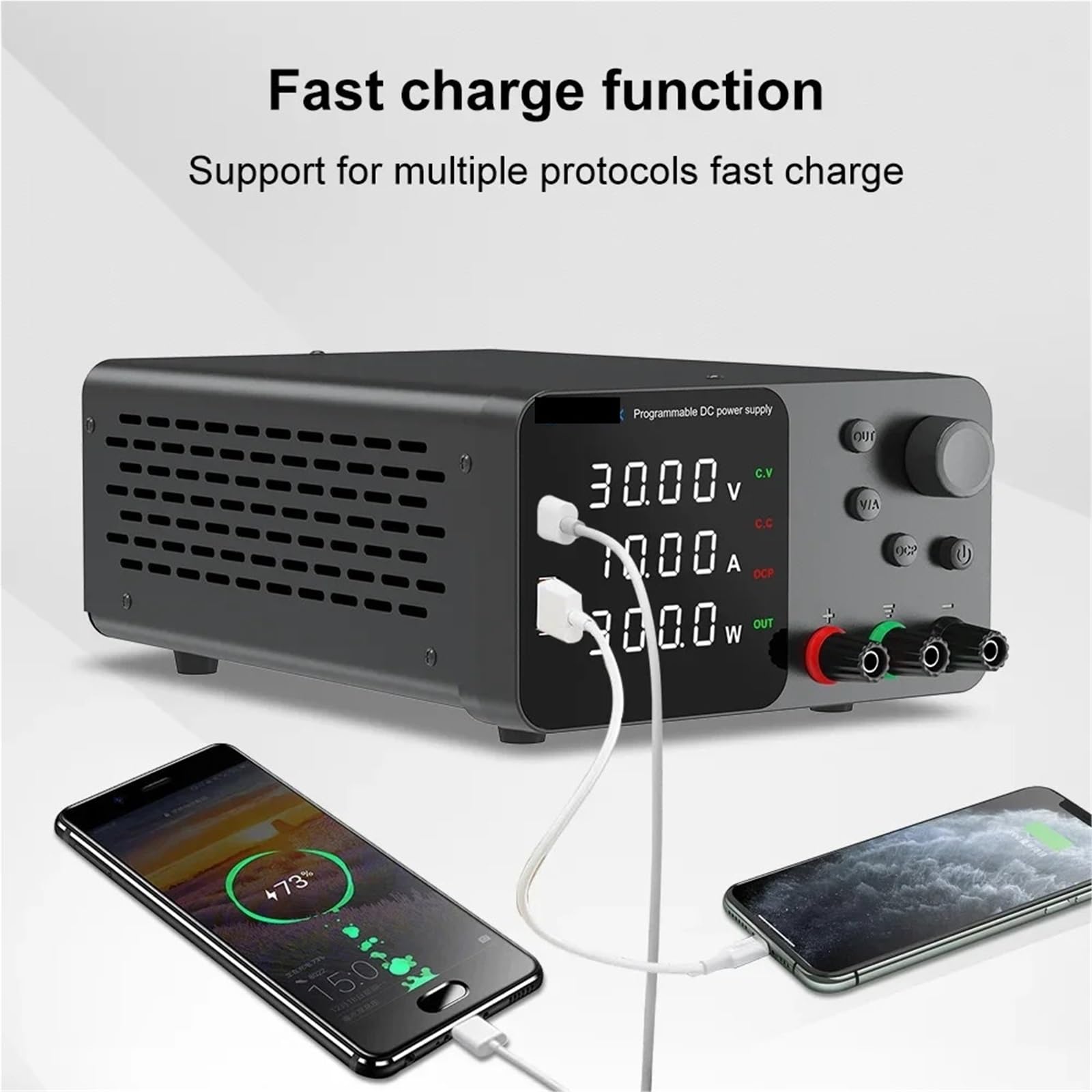 Fuente de banco, Fuente de alimentación CC ajustable, fuente banco laboratorio LED, con interruptor estabilizado, regulador voltaje(TPS605 60V 5A)