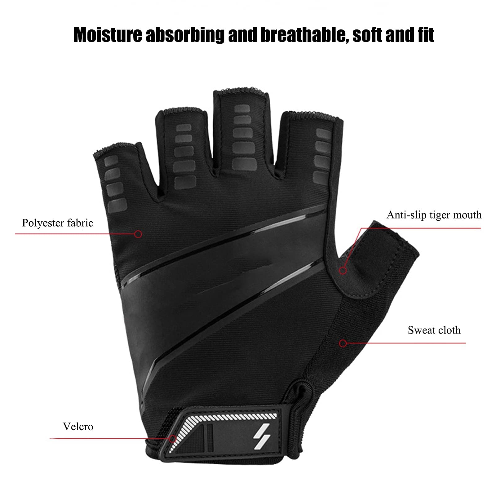 Guanti da guida senza dita, Guanti sportivi, Guanti mezze dita, Guanti for sollevamento pesi for allenamento in palestra con protezione antiscivolo sul palmo for uomo Donna Protezione mezze dita Trasp