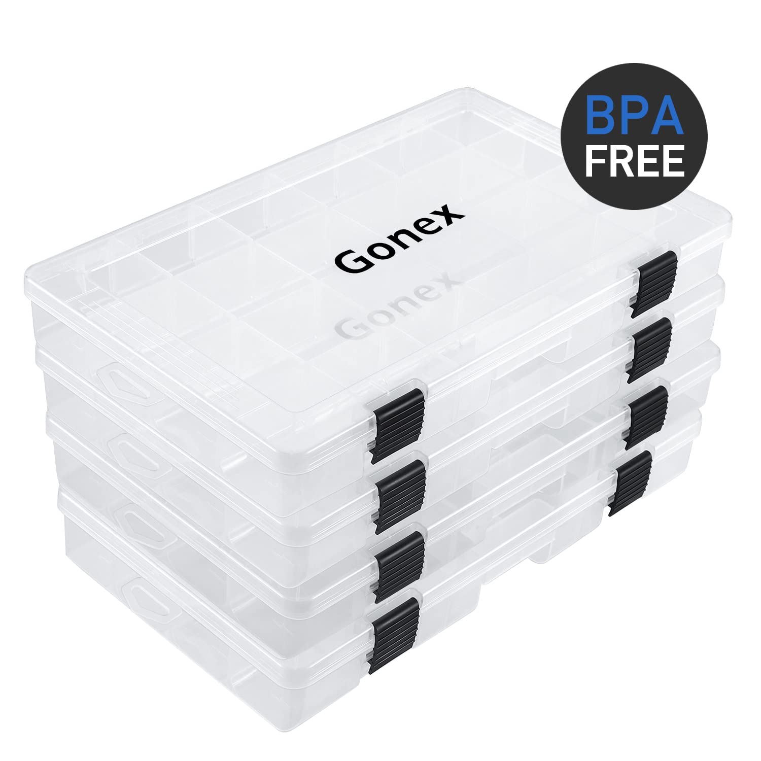 Gonex Scatole per esche da pesca 4 pezzi, organizer in plastica trasparente con 18 scomparti