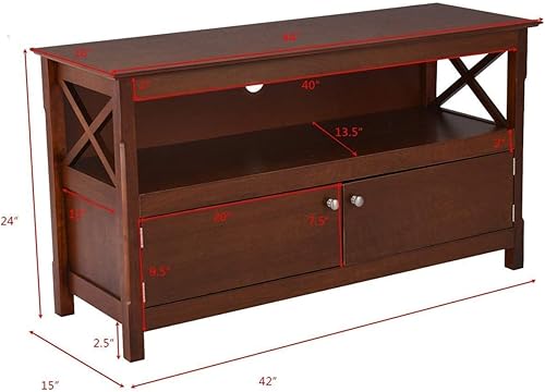 Miniatura 6 de LUARANE Soporte de TV, mueble de TV moderno para TV de hasta 50 pulgadas, consola de TV con 2 puertas, estante de almacenamiento abierto, marco en