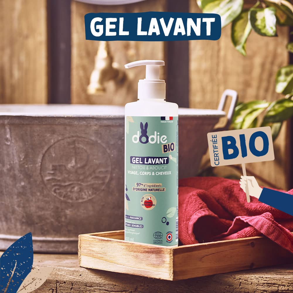 DODIE Gel Lavant Bio - visage, corps et cheveux - dès la naissance - 400mL