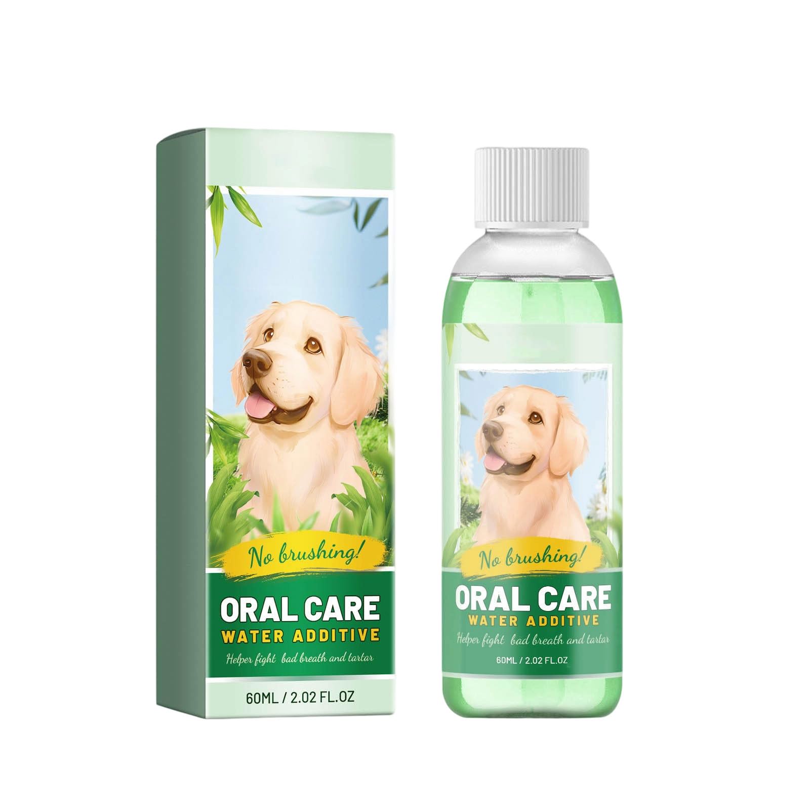 Pet Care Water Additive For Dogs And Cats Remover Oral Cleaner Freshens Breath Supports Teeth And Gums 60ml Jcy844 (Light Green1, 12.7x3.7x3.7cm)