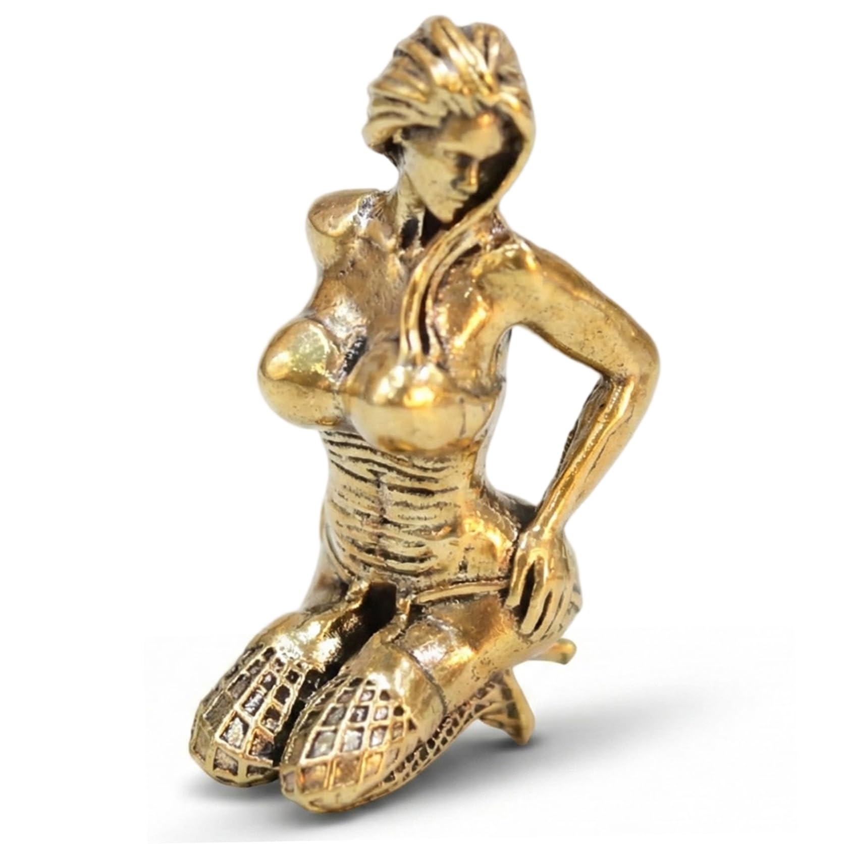 Pineeseatile Sexy Bedroom Decor, Sexy Figurine Brass Kneeling Statues for Home Decor Classical Artistic Female Statue Handcrafted Sensual Sculpture for Desk, Shelf