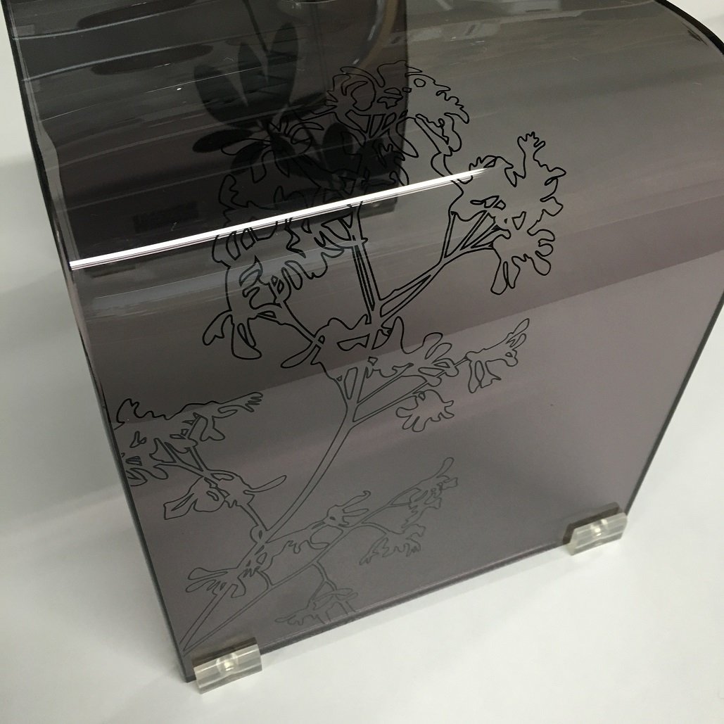 Senko 60432 Salina 2 Bath Chair, Height Approx. 9.8 inches (25 cm), Brown, Plants Pattern on Transparent Clear Fabric, Modern